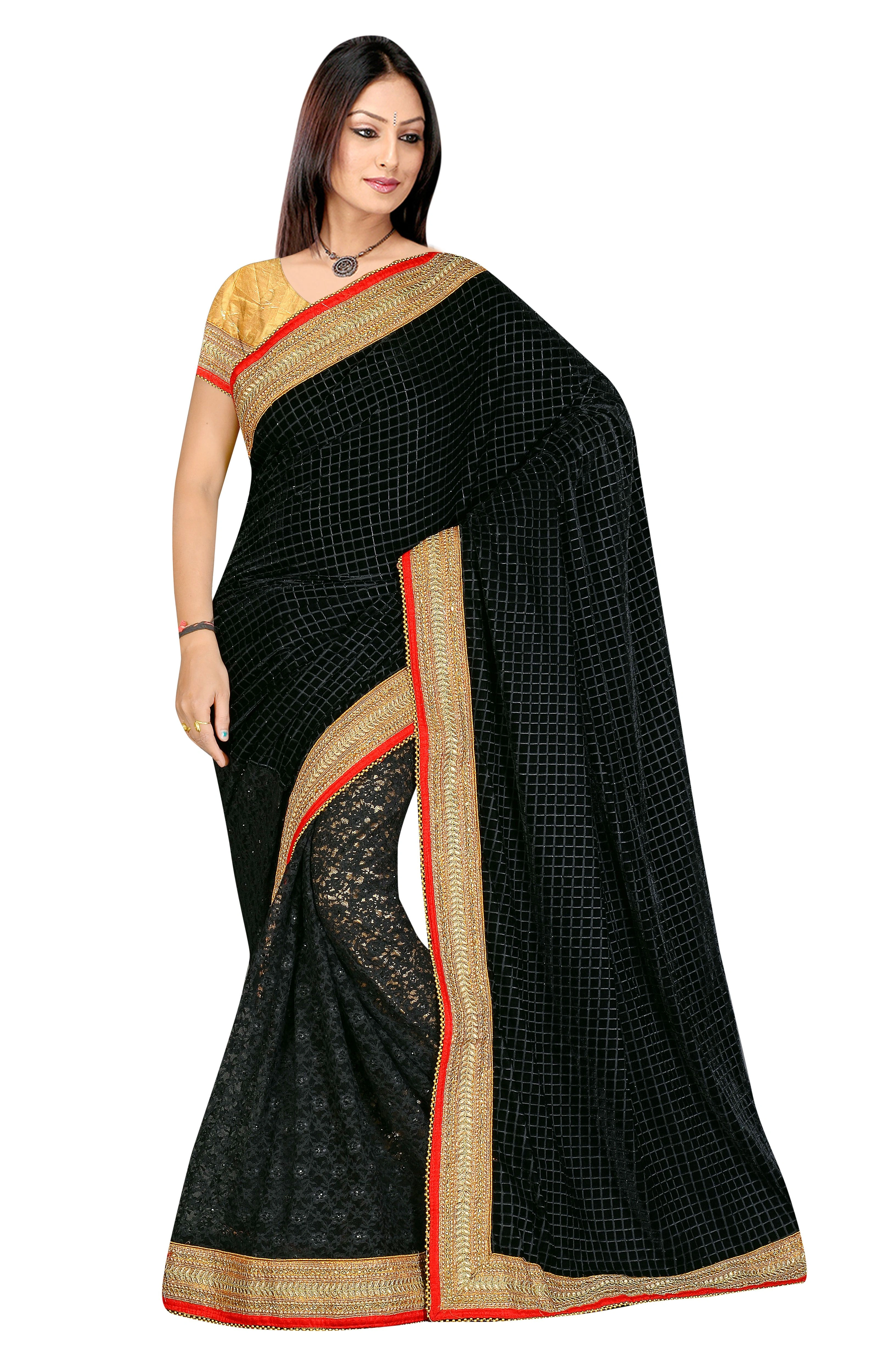 Black Brasso Half Half Saree 507A-507A