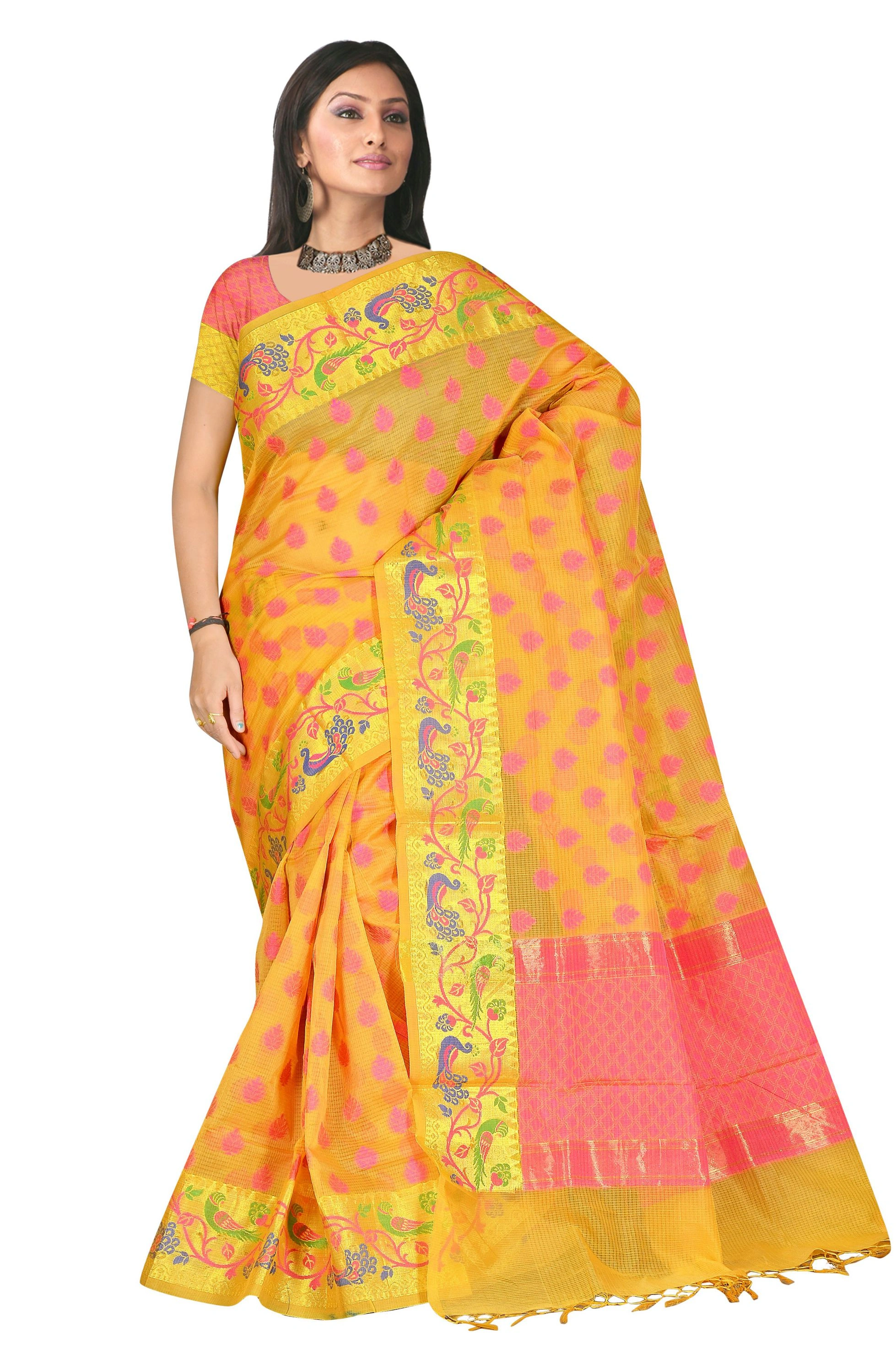 Peach Super Net Silk Woven Saree 540A-540A