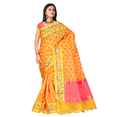 Peach Super Net Silk Woven Saree 540A