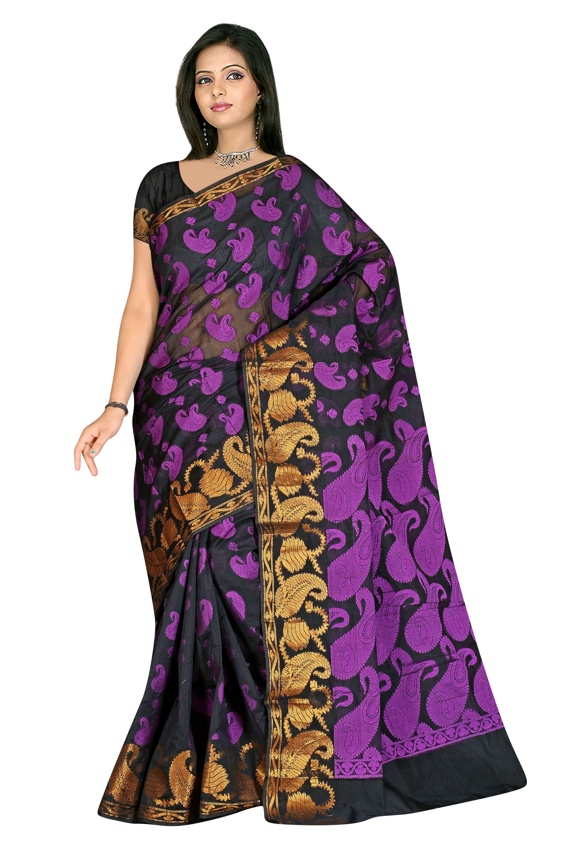 Black Chanderi Silk Woven Saree 553A-553A