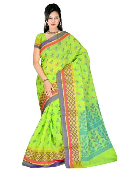 Green Chanderi Silk Woven Saree-554A