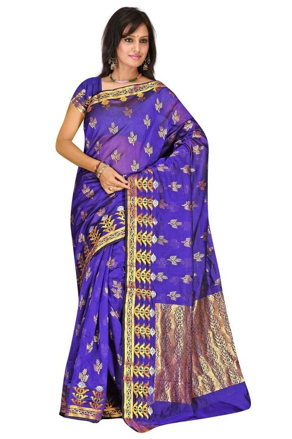 Navy Blue Banarasi Chanderi Woven Saree 516-516