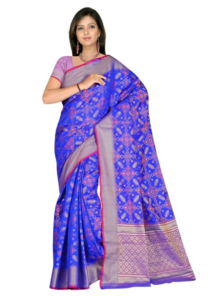 Blue Banarasi Silk Saree-1
