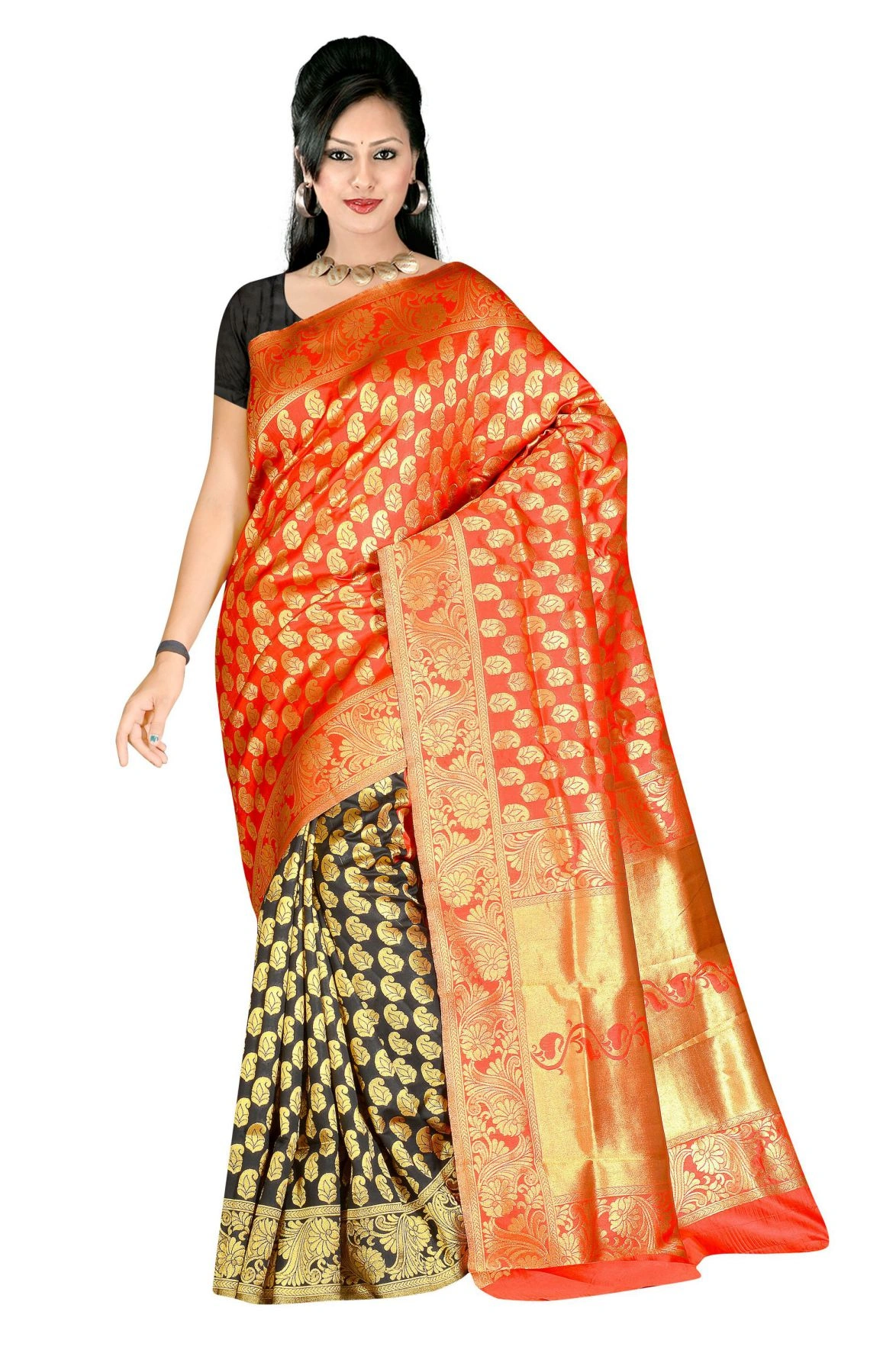 Banarasi Half Half Silk Zari Woven Saree 600-600