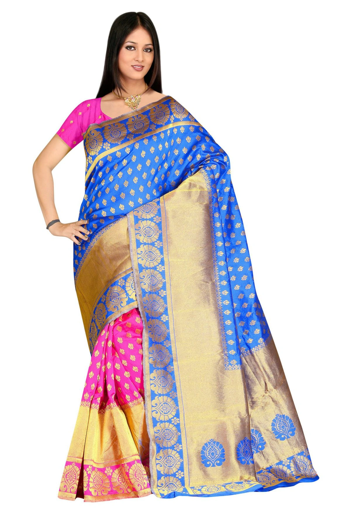 Banarasi Half Half Silk Zari Woven Saree 602-602