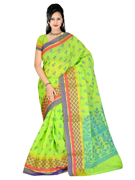 Green Chanderi Silk Woven Saree-2