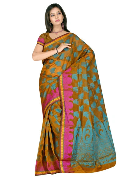 Brown Chanderi Woven Saree-565A