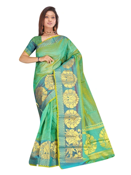 Green Chanderi Silk Woven Saree-799