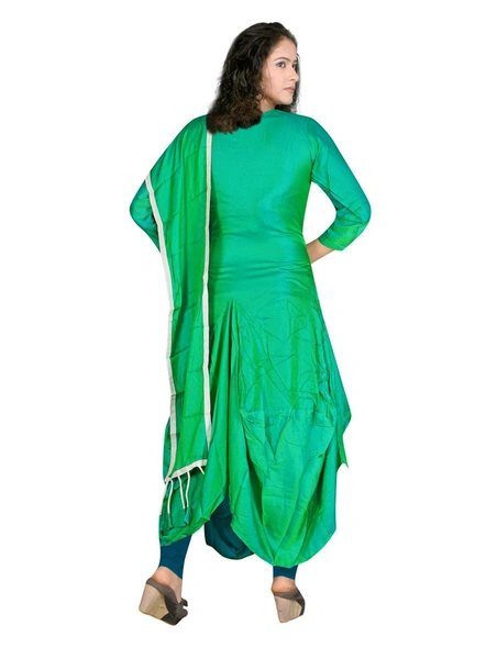 Green Silk Designer Kurti With Dupatta-M-2