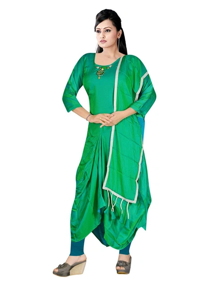 Green Silk Designer Kurti With Dupatta-873L