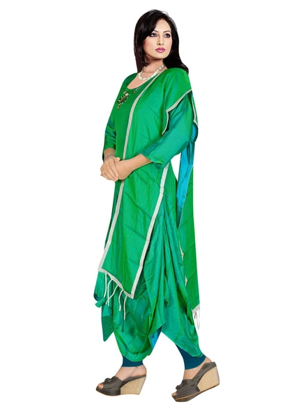 Green Silk Designer Kurti With Dupatta-L-1
