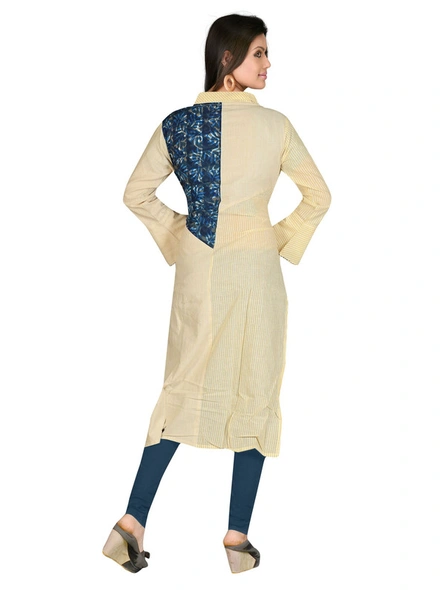Handloom Fabrics Kurti in Cream Color-XL-2