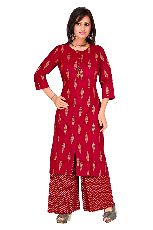 Mystical Grey Georgette Banarsi Kurti With Maroon Velvet Palazzo And Sequin  Dupatta