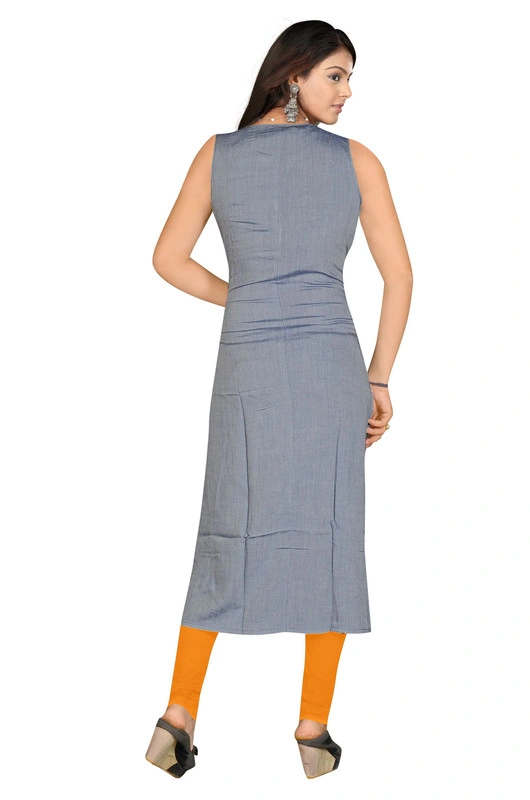 Embroidered Rayon Flex Kurti in Grey 902-S-2