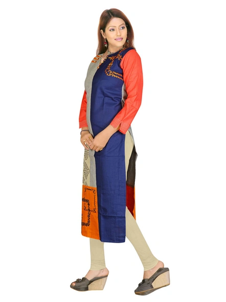 Handloom Embroidered Fancy Kurti In Multi Color-XXL-1