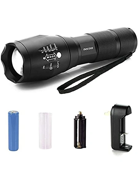 5 Modes Rechargeable Ultra Bright Led Torch Water Resistant High Power with Adjustable Focus &amp; Recharging Kit for Outdoor,Trekking (Black) G14.-G14