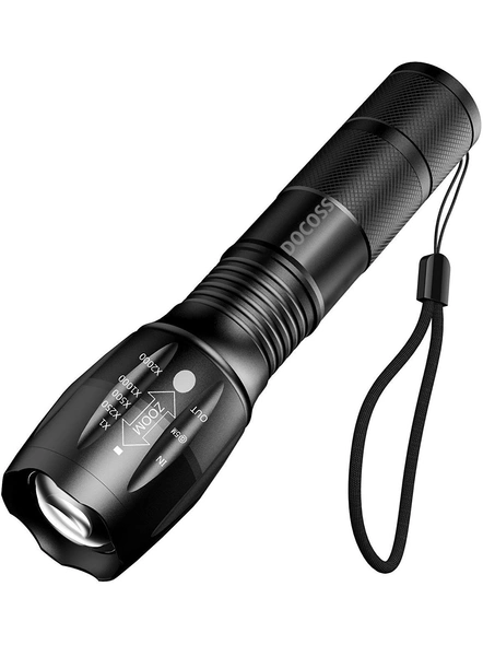 5 Modes Rechargeable Ultra Bright Led Torch Water Resistant High Power with Adjustable Focus &amp; Recharging Kit for Outdoor,Trekking (Black) G14.-5