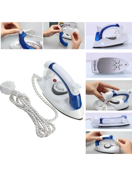 Foldable Compact Flat Temperature Control Handheld Steam Plastic Iron With Measuring Cup (Multicolor) G25.-G25