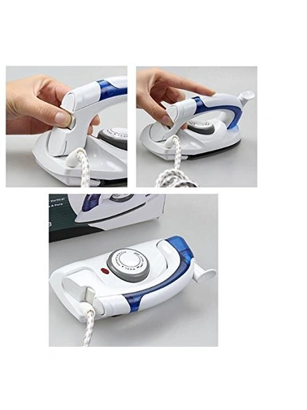 Foldable Compact Flat Temperature Control Handheld Steam Plastic Iron With Measuring Cup (Multicolor) G25.-2