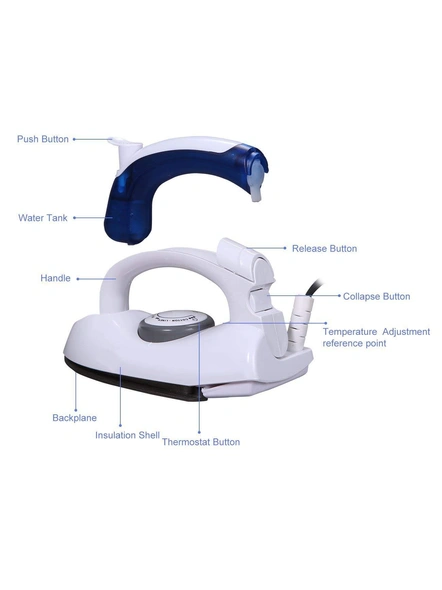 Foldable Compact Flat Temperature Control Handheld Steam Plastic Iron With Measuring Cup (Multicolor) G25.-5