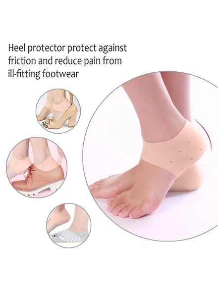 Silicone Gel Heel Pad Socks for Pain Relief for Men and Women (Multicolor, Free Size) G37-2