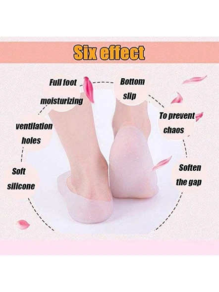 Anti Crack Silicone Foot Protector Moisturizing Socks for Foot-Care and Heel Cracks (Free Size) (Pair of 1) G38-3
