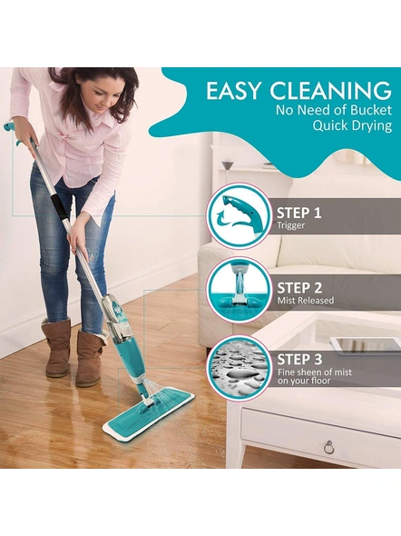 Stainless Steel Microfiber Floor Cleaning Spray Mop with Removable Washable Cleaning Pad and Integrated Water Spray Mechanism G41-G41