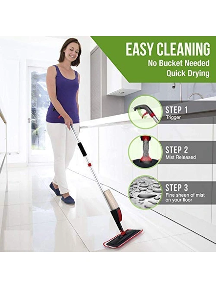 Stainless Steel Microfiber Floor Cleaning Spray Mop with Removable Washable Cleaning Pad and Integrated Water Spray Mechanism G41-1