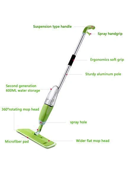 Stainless Steel Microfiber Floor Cleaning Spray Mop with Removable Washable Cleaning Pad and Integrated Water Spray Mechanism G41-2
