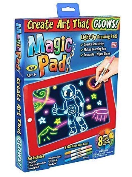 Magic Sketch Drawing Pad | Light Up LED Glow Board | Draw, Sketch, Create, Doodle, Art, Write, Learning Tablet | Includes 3 Dual Side Markets, 8 Colorful Effects for Kids G45-G45