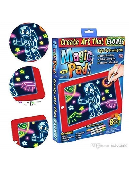 Magic Sketch Drawing Pad | Light Up LED Glow Board | Draw, Sketch, Create, Doodle, Art, Write, Learning Tablet | Includes 3 Dual Side Markets, 8 Colorful Effects for Kids G45-1