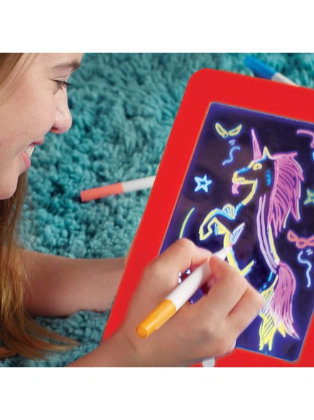 Magic Sketch Drawing Pad | Light Up LED Glow Board | Draw, Sketch, Create, Doodle, Art, Write, Learning Tablet | Includes 3 Dual Side Markets, 8 Colorful Effects for Kids G45-3