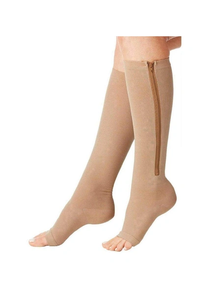 Zip Socks Compression Socks with Zipper Supports Leg Knee Stockings (Multicolor) G54-G54