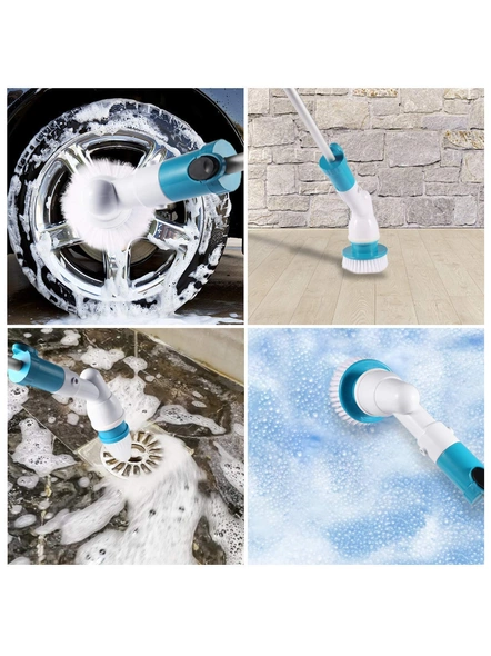 Plastic Electric Spinning Scrubber Machine Floor Cleaning Bathroom Tiles Cleaner Tool with 3 Replaceable Brushes and Long Extension Handle G75-3