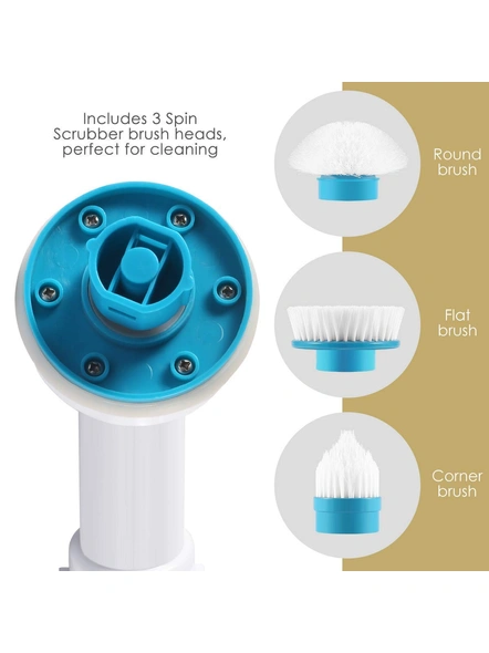 Plastic Electric Spinning Scrubber Machine Floor Cleaning Bathroom Tiles Cleaner Tool with 3 Replaceable Brushes and Long Extension Handle G75-5