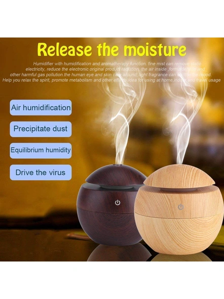 Wood Cool Mist Humidifiers Essential Oil Diffuser Aroma Air Humidifier with Led Night Light Colorful Change for Car, Office, Babies, humidifiers for home, air humidifier for room (Multicolor) G92-5