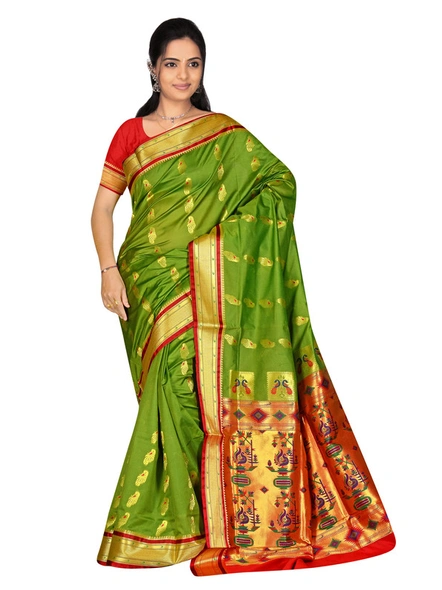 Banarasi Silk Woven Saree In Green-932