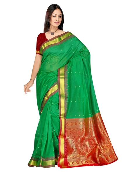 Chanderi Silk Woven Saree in Green-934