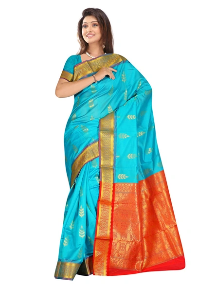 Chanderi Silk Woven Saree in Blue-935