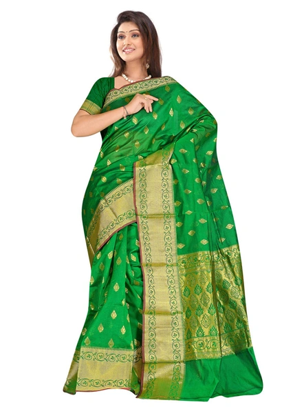 Chanderi Silk Woven Saree in Green-949