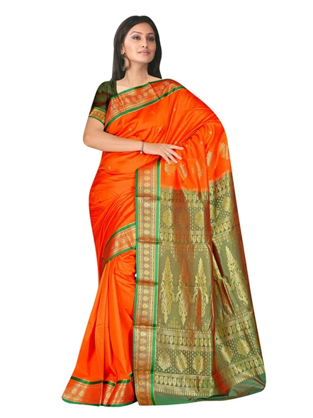 Banarasi Silk Woven Saree in Orange-954