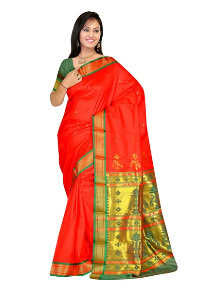Paithani Silk Woven Saree in Red-968