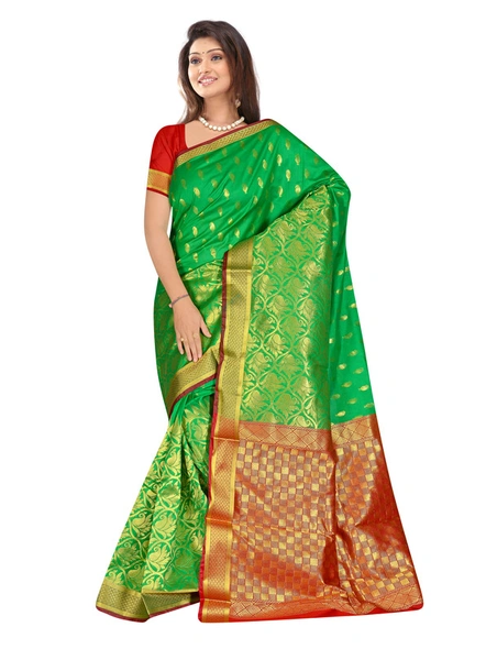 Banarasi Silk Woven Saree in Green-973