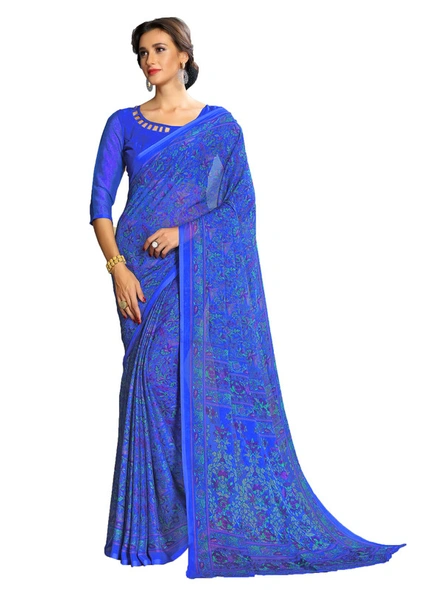 Chiffon Printed Daily Wear Saree in Blue-E26