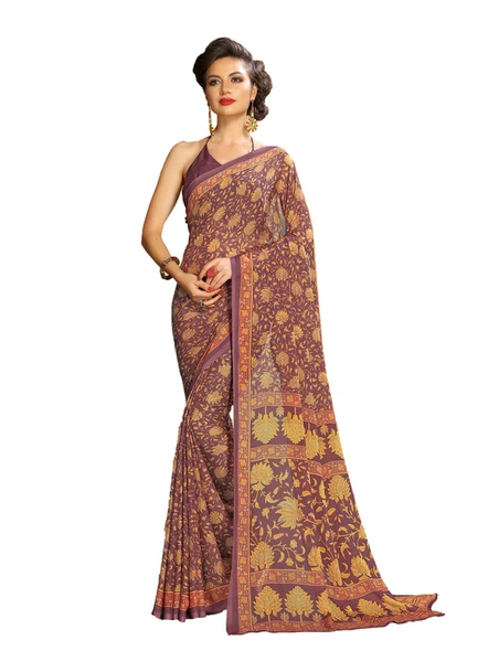 Chiffon Casual Wear Printed Silk Saree in Violet-E28