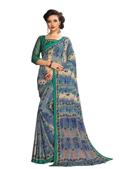 Chiffon Casual Wear Printed Saree in Multi Color-E37