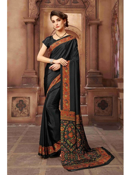 Green Traditional Floral Crepe Printed Saree-E173