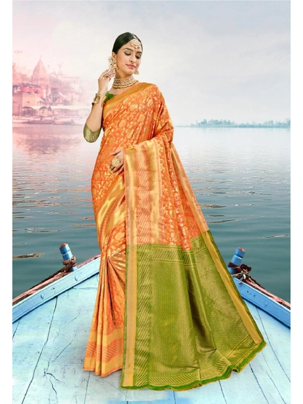 Banarasi Silk Saree in Rust-E647