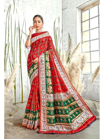 Patola Silk Saree In Red-E655