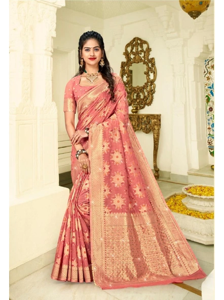 Chanderi Silk Saree in Pink-E661